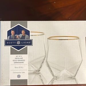 Scott Living Geoluxe Gold Banded Drinkware